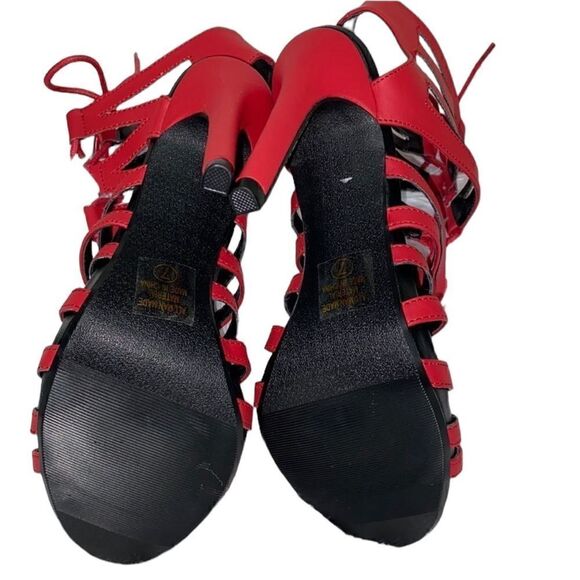 Women's Open Toe Strappy Red Sandals (Size 7) - Picture 6 of 9